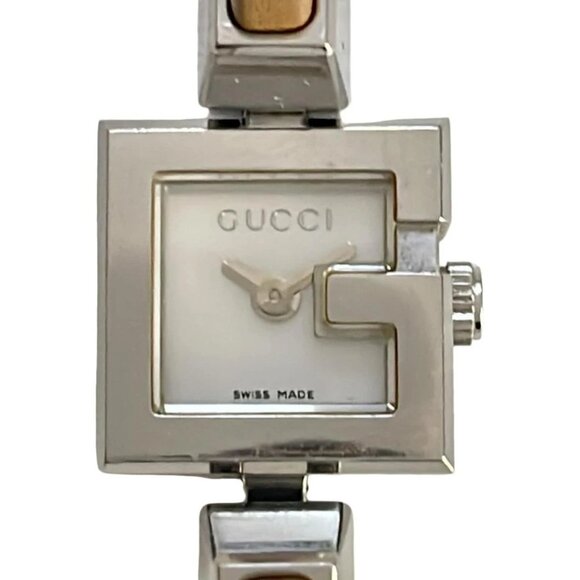 Auth GUCCI Light Brown Silver Women's Wrist Watch - Picture 1 of 5